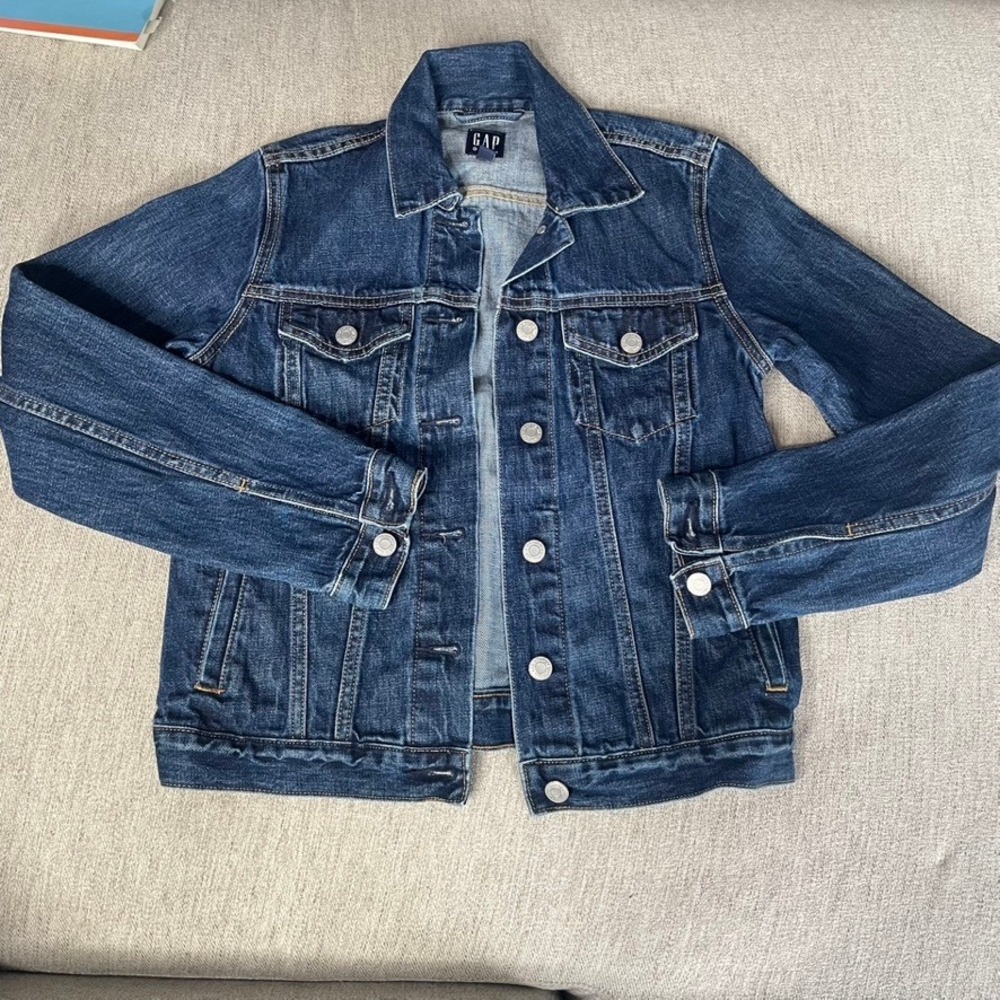 GAP‎ DENIM Jean Jacket Extra Small XS Blue Pockets Button Up